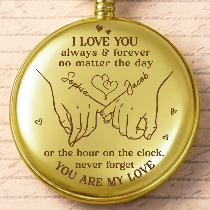 Custom Pocket Watch - Personalized Anniversary Wedding Gifts For Husband And Wife, Him And Her - Love Feels Right With You